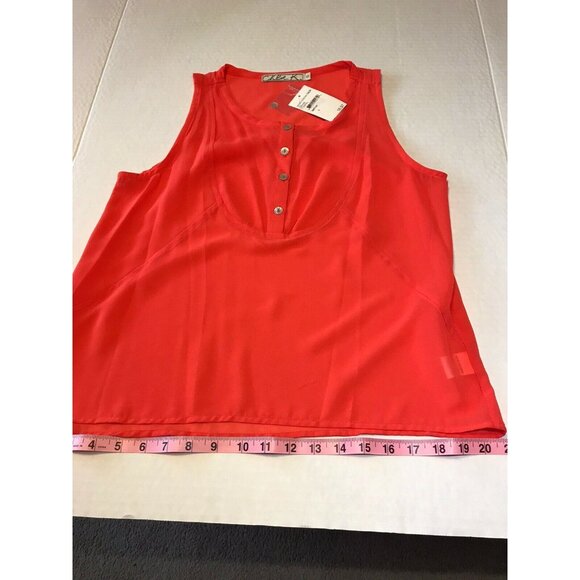 Chloe K Women's Size Small Blouse Sleeveless Sheer Button Front Coral New - Picture 9 of 12